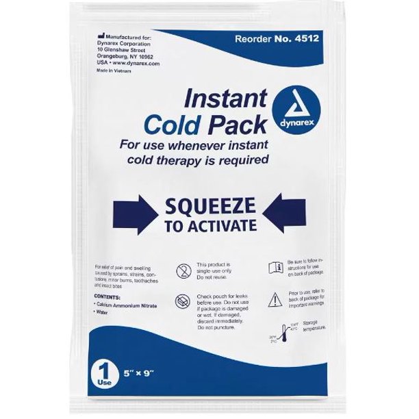 Dynarex Instant Cold Pack Pain Relief Cold Therapy, Large, 5" x 9