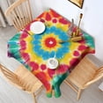 thumbnail image 2 of Colorful Tie Dye Flower Pattern Square Tablecloth,Waterproof Square Table Cover,Wipeable Spillproof Washable Table Cover for Home Kitchen Party Decor 60"x60"(152x152cm), 2 of 6