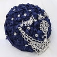 thumbnail image 3 of Namzi 1 Piece Vintage Wedding Bouquet, Satin Ribbon Rhinestone Bridal Bouquet, Ideal for Vintage Theme Evening Wedding Celebrations,Dark Blue, 3 of 4