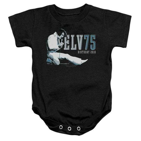 Trevco ELV654-SS-1 Elvis Presley & Elv 75 Logo Infant Snapsuit, Black - Small - 6 Months