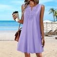thumbnail image 5 of ClodeEU Women's Crewneck Sleeveless Mini Dress ,Solid Color Casual Loose Fit Summer Dress Purple,Women's Plus S, 5 of 5