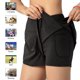 thumbnail image 3 of Pantalones cortos para correr para mujer 2 en 1 con capa de cobertura de cintura ancha de bolsillo, 3 of 7