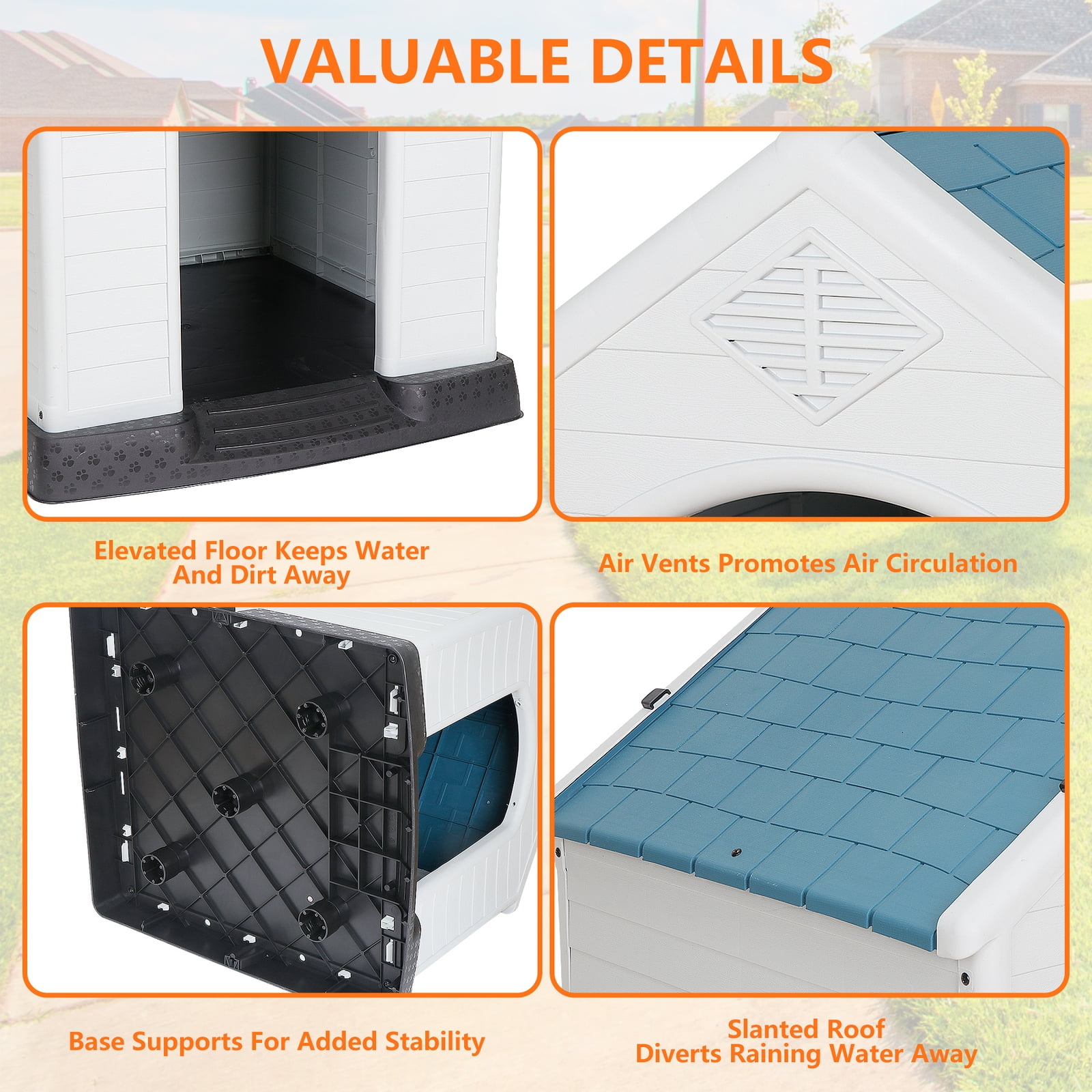LINJH 32'' All-Weather Durable Pet Dog House Pet Shelter Waterproof Easy to Clean