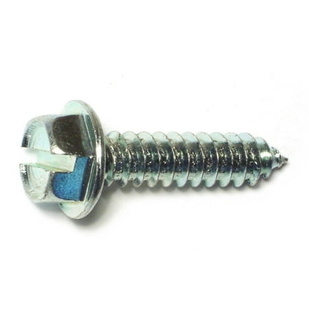 

#14 x 1 Zinc Plated Steel Slotted Hex Washer Head Sheet Metal Screws