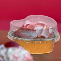 LEORX 10pcs Box Heart Shaped Foil Cake Pans With Lids Ramekins For Baking For Desserts Celebrations And Gatherings