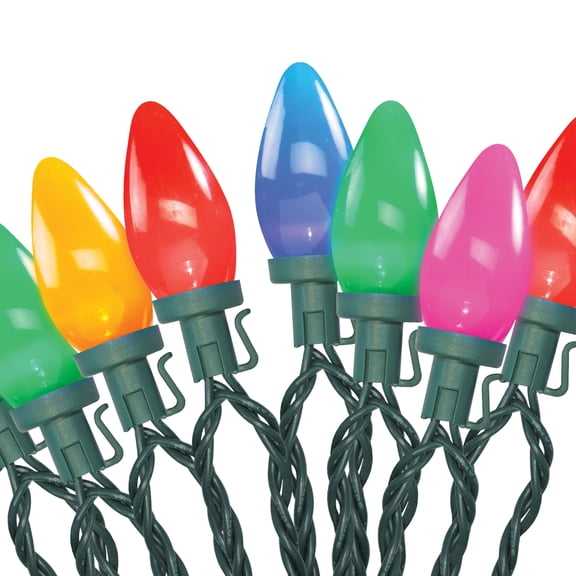 Indoor/Outdoor 100-Count Pro Decorator Series C9 Christmas String Lights, Multicolor, Green Wire, 49.5', by Holiday Time