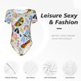 thumbnail image 4 of Kdxio Insects and Flowers for Women's Short-Sleeved Onesie Stylish Round Neck Pajamas Bodysuit Jumpsuit Nightwear-Small, 4 of 7