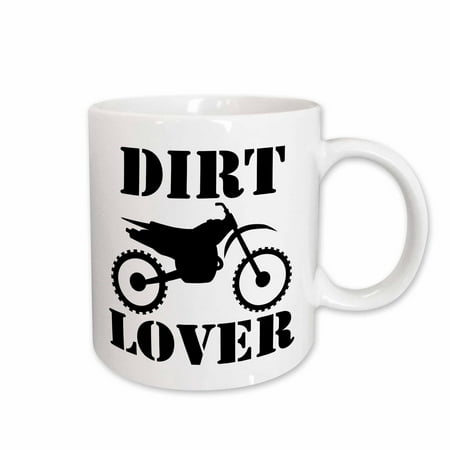 

3dRose Black dirt bike graphic image and dirt lover text on white background Ceramic Mug 15-ounce