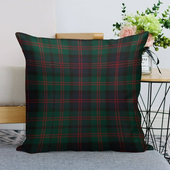 BLAIR MODERN TARTAN Linen Throw Pillow Covers 18"x18" Decorative Cushion Cases with Hidden Zipper for Sofa, Couch, Bed, Living Room–No Insert Made in USA
