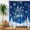 thumbnail image 5 of Duangreer White Christmas Snowflake Shower Curtain, Winter Xmas Navy Blue Pine Tree Bathroom Decor with Hooks, Waterproof, 47x64 inch, 5 of 5