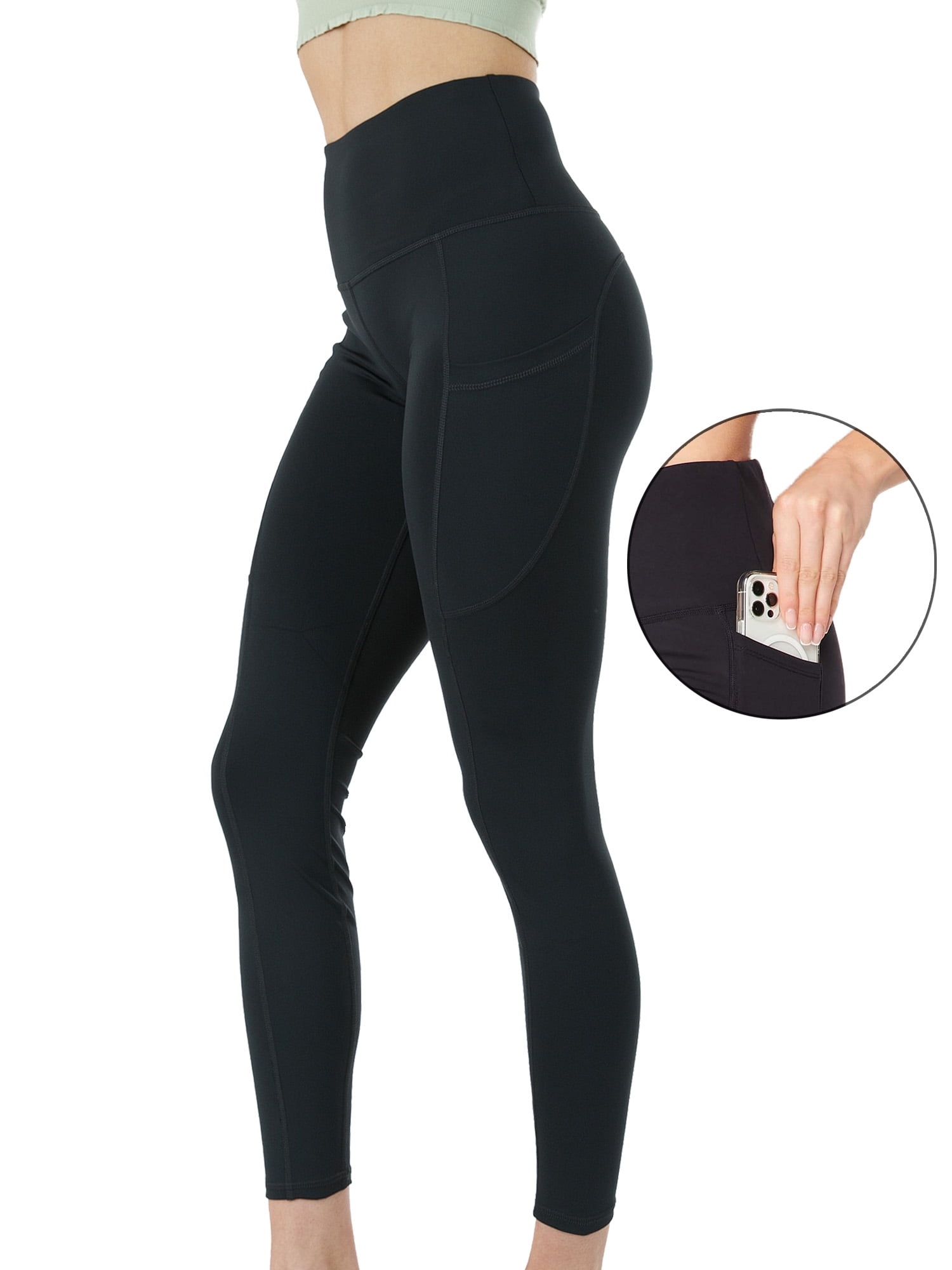 3-Pack Women's High Waist Yoga Leggings with Two Side Pockets Sports Legging Pants
