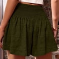 thumbnail image 3 of Women Linen High Waisted Wide Leg Summer Beach Lounge Shorts Comfy Cute Elastic Shorts  Green XL, 3 of 4