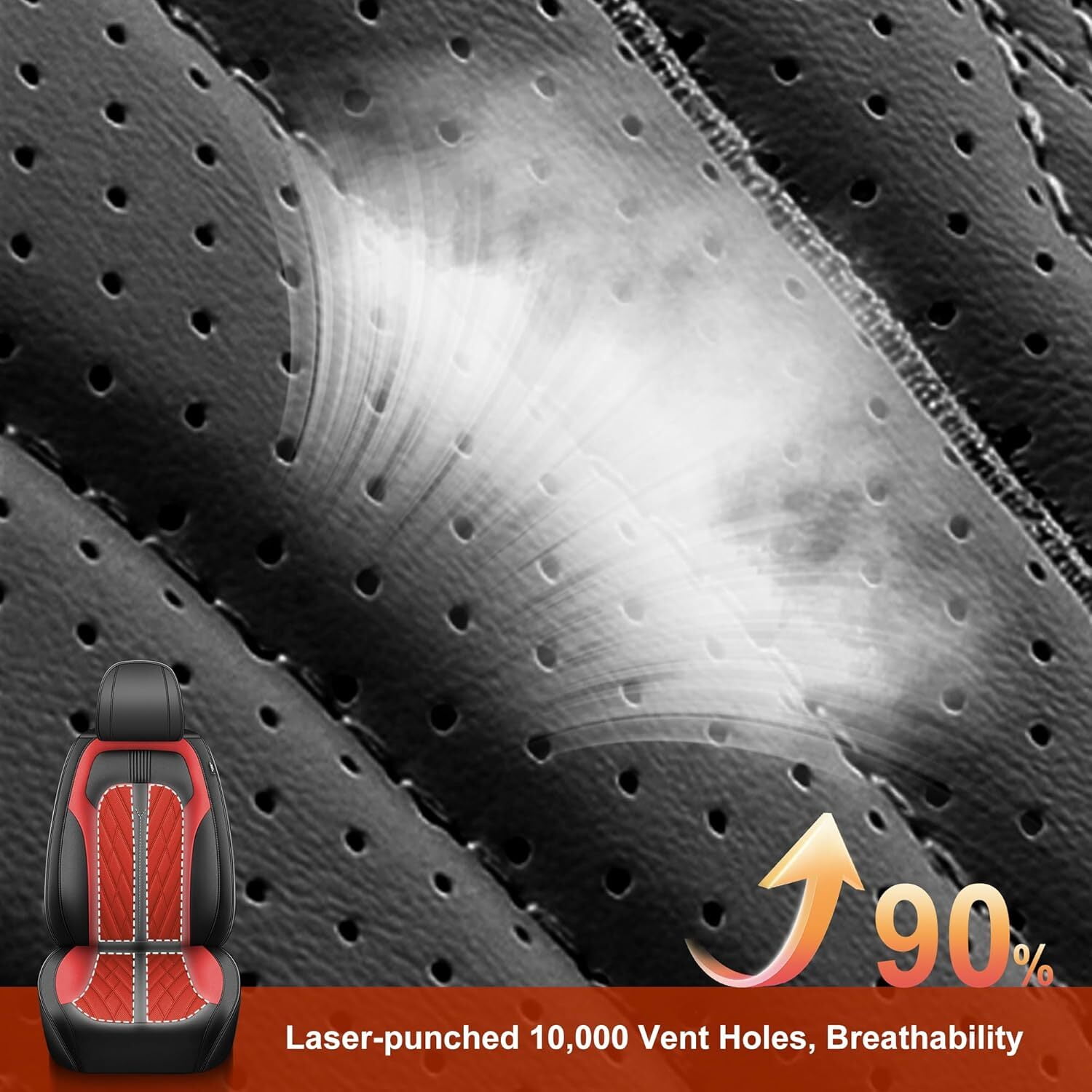 LAONNVIR Honda Crv Seat Covers Fit for Honda CR-V 2007-2024 2025 Leather Car Seat Cover Full Set for SUV,Waterproof Car Seat Cushion,Faux Leather,Black&Red 5 Seats