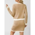 thumbnail image 6 of Womens 2 Piece Preppy Cardigan Skirt Outfits Casual Long Sleeve Button Down Knit Top Bodycon Skirt Set Khaki S, 6 of 8