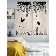 thumbnail image 3 of Spring Botanical Sheer Curtains 63 Inch Length 2 Panels Set, Black Eucalyptus Butterfly Rustic Voile Window Treatment Rod Pocket Curtains Sheers Drapes for Bedroom/Living Room/Kitchen 52x"63"x2, 3 of 7