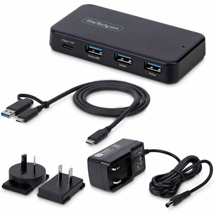 StarTech 4-Port USB-C and USB-A Hub, 5Gbps, Self-Powered, 2-in-1 USB-C and USB-A Host Cable, 1x USB-C and 3x USB-A (1x BC 1.2)