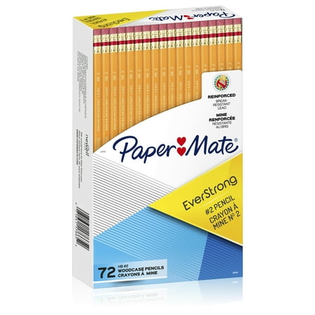 Paper Mate EverStrong #2 Pencils, Reinforced, Break-Resistant Lead When Writing, 72-Count