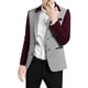 thumbnail image 2 of Blazer de patrón a cuadros para hombres Inspire Chic, corte slim, abrigo deportivo casual en burdeos y blanco, 2 of 7