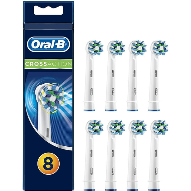 Original Braun OralB Cross Action Replacement Toothbrush Heads, 8