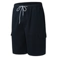 thumbnail image 4 of Aayomet Men's Shorts Solid Trousers Pant Cargo Pocket Slim Pant Drawstring Shorts Summer Shorts (Navy, XL), 4 of 5
