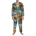 thumbnail image 3 of Balery Red Blue Dragon Battle Epic Pijama para Hombre de Dos Piezas con Manga Larga, Conjunto de Dormir y Descanso Suave con Bolsillos-XX-Large, 3 of 7