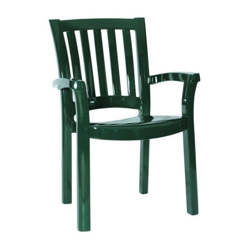 Atlin Designs Resin Patio Dining Arm Chair in Green ...