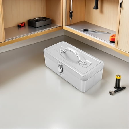 WESIEVYA Stainless Steel Toolbox Portable Metal Tool Organizer Box Large Capacity for Workshop