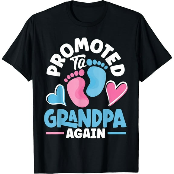 Grandparents Day Grandma Grandpa Promoted To Grandpa Again T-Shirt100% cotton short-sleeved shirt for both men and women