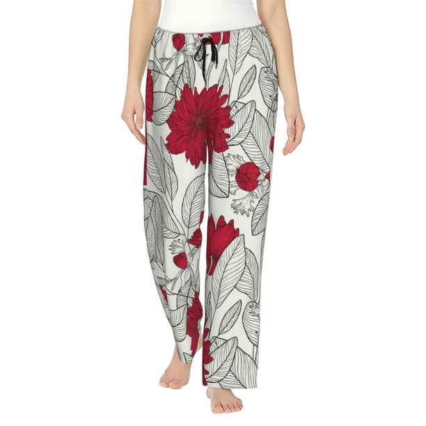Balery Leaves And Anemone Pantalones de pijama para mujer, pijamas ultraligeros, pantalones de estar por casa-Medium