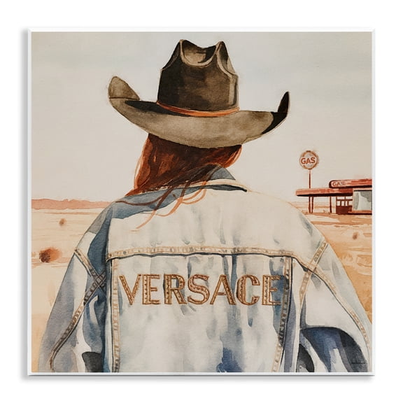 Stupell Industries Glam Jacket Cowgirl People Painting Unframed Art Print Wall Art, 12 x 12