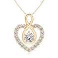 thumbnail image 1 of Angara Natural Diamond Necklace - Diamond Heart Pendant with Infinity Loop in 14K Yellow Gold for Women, 1 of 8