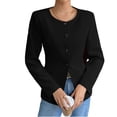 thumbnail image 4 of Solid Long Sleeveless Women Slim Fit Crew Neck Work Office Blazer Coat, 4 of 6