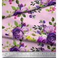 thumbnail image 3 of Soimoi Tissu en Voile de Coton Imprimé Feuilles & Roses au Mètre 56 Pouces de Large, 3 of 3