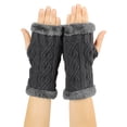thumbnail image 4 of Penkiiy Arm Warmers Fingerless Gloves For Women Women Winter Wrist Arm Warmer Solid Knitted Short Fingerless Gloves Mitten Dark Gray Gloves, 4 of 6