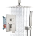 thumbnail image 4 of Ceiling Mount Shower System Rain Shower Head with Handheld Spray Pressure Shower Faucet Set Rough-in Valve Shower Trim Kit Included Bathroom Brushed Nickel Ceiling Shower Head, 4 of 6