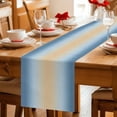 thumbnail image 5 of Blue Ombre Table Runner 70 Inches, Modern Yellow Gradient Farmhouse Art Bed Runner Dresser Scarves Tabletop for Indoor Outdoor Parties/Ceremony/Banquet, 13" x 70", 5 of 8