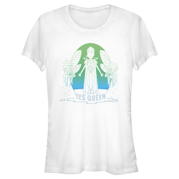 Junior's Rick And Morty Yes Queen Summer Graphic Tee White X Large