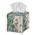 thumbnail image 7 of ZIATUBLE Boho Mandala Flower Square Tissue Box Cover Hummingbird Leather Tissue Holder for Car Waterproof Facial Napkin Box Holders Routing Facial Paper Organizer Dispenser, 7 of 7