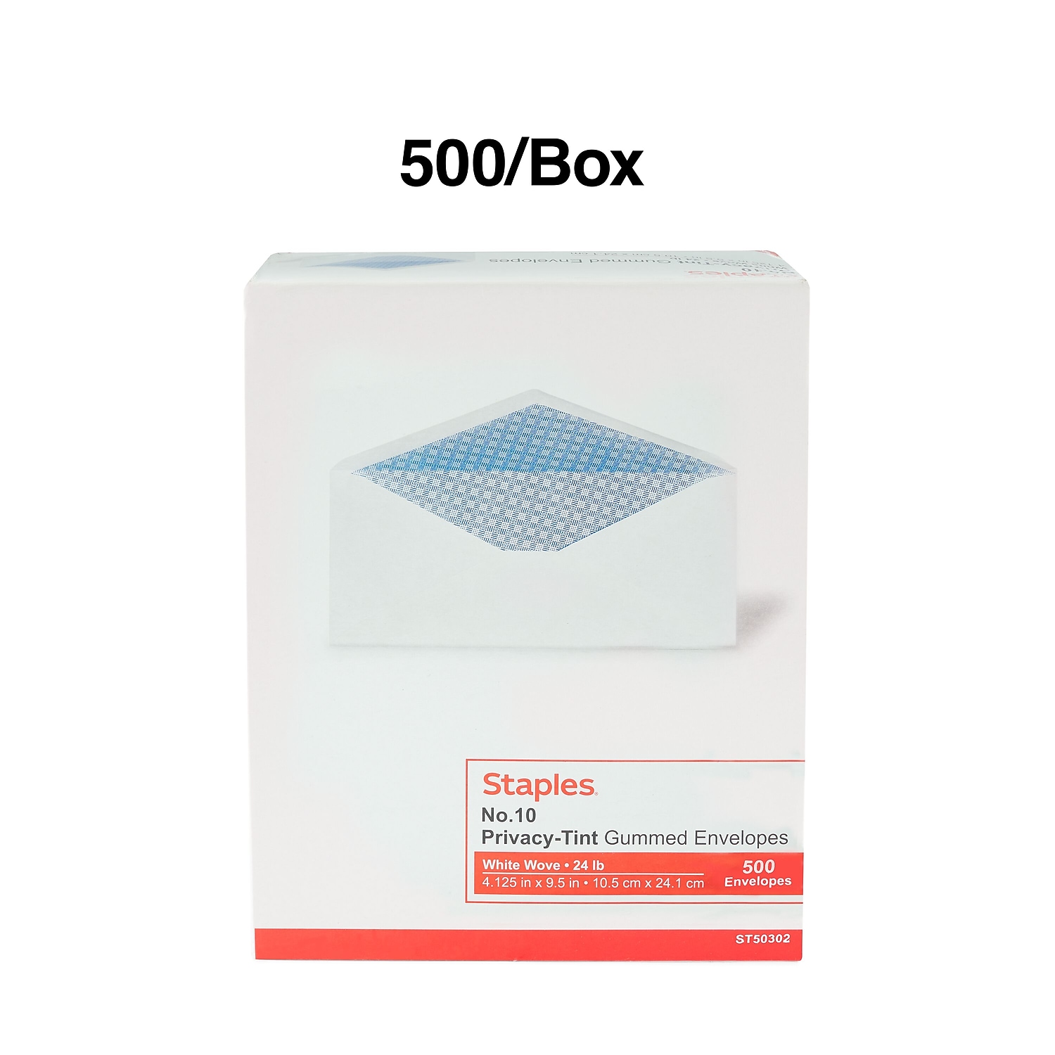 MyOfficeInnovations Gummed Security Tint #10 Envelope 4-1/8" x 9-1/2" White 500/BX 200519