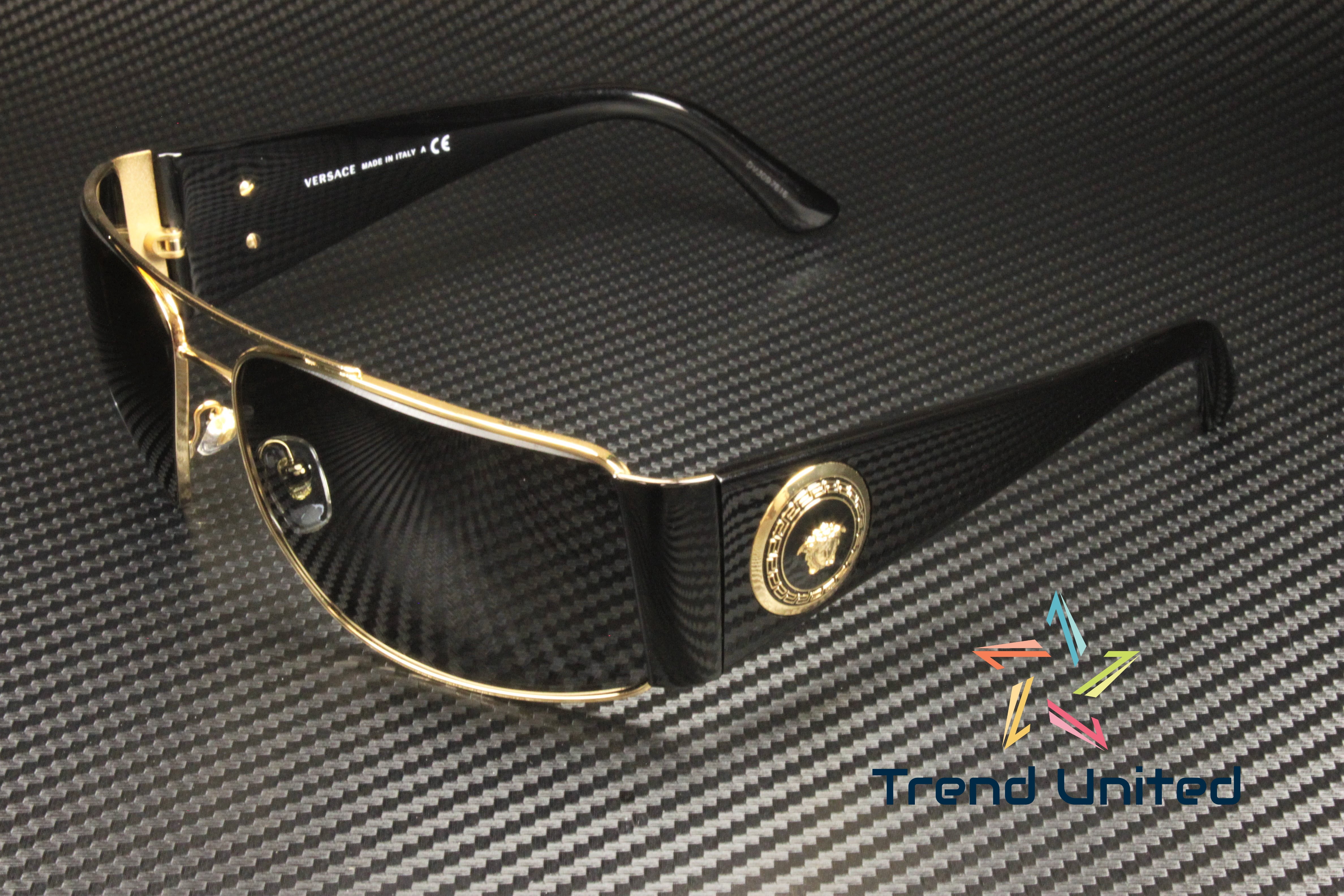 Versace VE2163-100287-63 Black Aviator Sunglasses