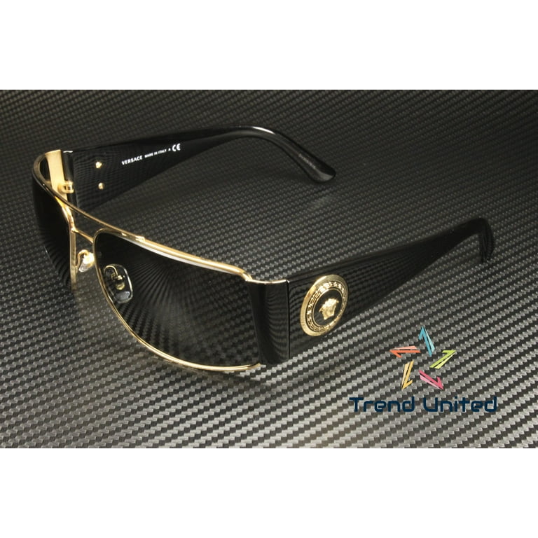 Versace Black Aviator Sunglasses, Metal Frame, Grey Plastic Lenses