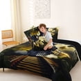 thumbnail image 4 of Castle Fairy Jungle Steam Train Full Size Comforter Sets 3 Pieces for Teens, Palm Tree Art Bedding Sets for Bedroom, Black Green,Black Reversible, 4 of 6
