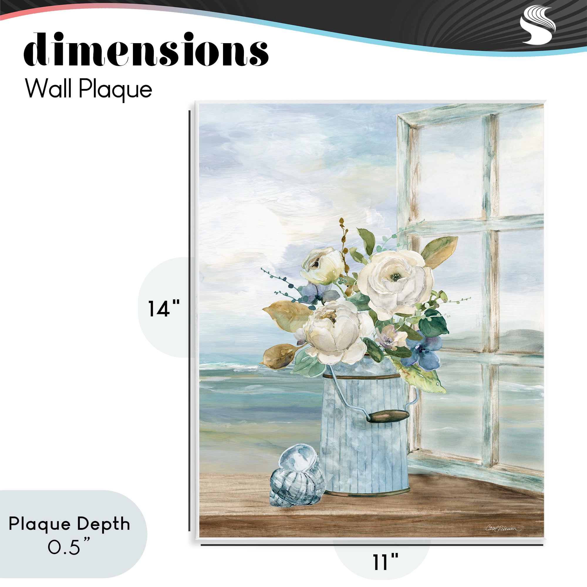 Stupell Industries Seaside Florals on Windowsill Wall Plaque Art, design by Carol Robinson