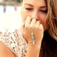 thumbnail image 2 of Pulsera con anillo de dedo turquesa, brazalete con arnés de flores de plata delicada, pulsera de uso diario, regalo de joyería para mujeres y niñas ER, 2 of 5