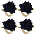 thumbnail image 4 of Herrnalise Navy Flower Napkin Rings Set of 4,Floral Napkin Rings Champagne Rose Napkin Holder Handicraft Flower Napkin Rings Wedding Table Decoration for Wedding Banquet Birthday Party, 4 of 9