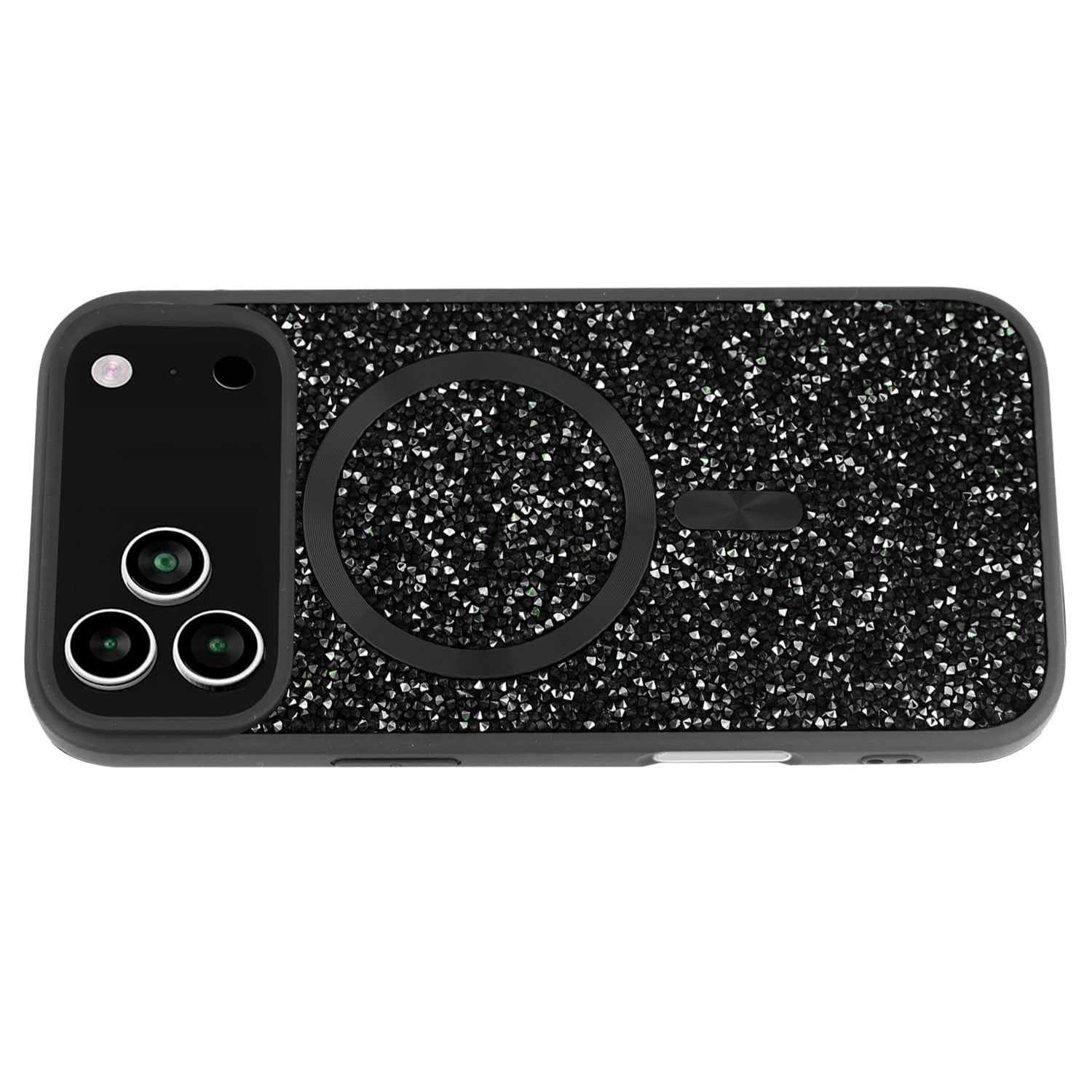 Slim Bling Diamond Crystal Case with Wireless Charging for iPhone 17 Pro Max - Black