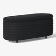thumbnail image 6 of WestinTrends 42" Wide Mid-Century Modern Upholstered Teddy Sherpa Tufted Oval Storage Ottoman Bench, Black, 6 of 7