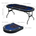thumbnail image 4 of KFFKFF 8-Player Poker Table, Blackjack Texas Holdem Poker Desk with Cushioned Edges and Stainless Steel Beverage Holders, Movable Foldable Card Play Game Desk, Blue, 4 of 9
