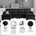 thumbnail image 5 of U-shaped Sectional Sofa with Waist Pillows, 6-Seat Sleeper Sofa Couch with Chaise Lounge, Upholstered Symmetrical Sofa Furniture for Living Room Apartment, 5 Colours, 5 of 8