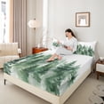 thumbnail image 4 of Manfei Teens Smoky Jungle 4 Pieces Queen Sheet Sets,Green White Ultra Soft Flat Sheet,Botanical Plants Queen Fitted Sheet,Microfiber Bedroom Decor, 4 of 7